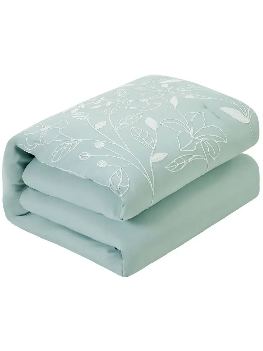Комплект постельного белья Safina Floral из 7 предметов, размер Queen Stratford Park — изображение 5 из 10, зеленый