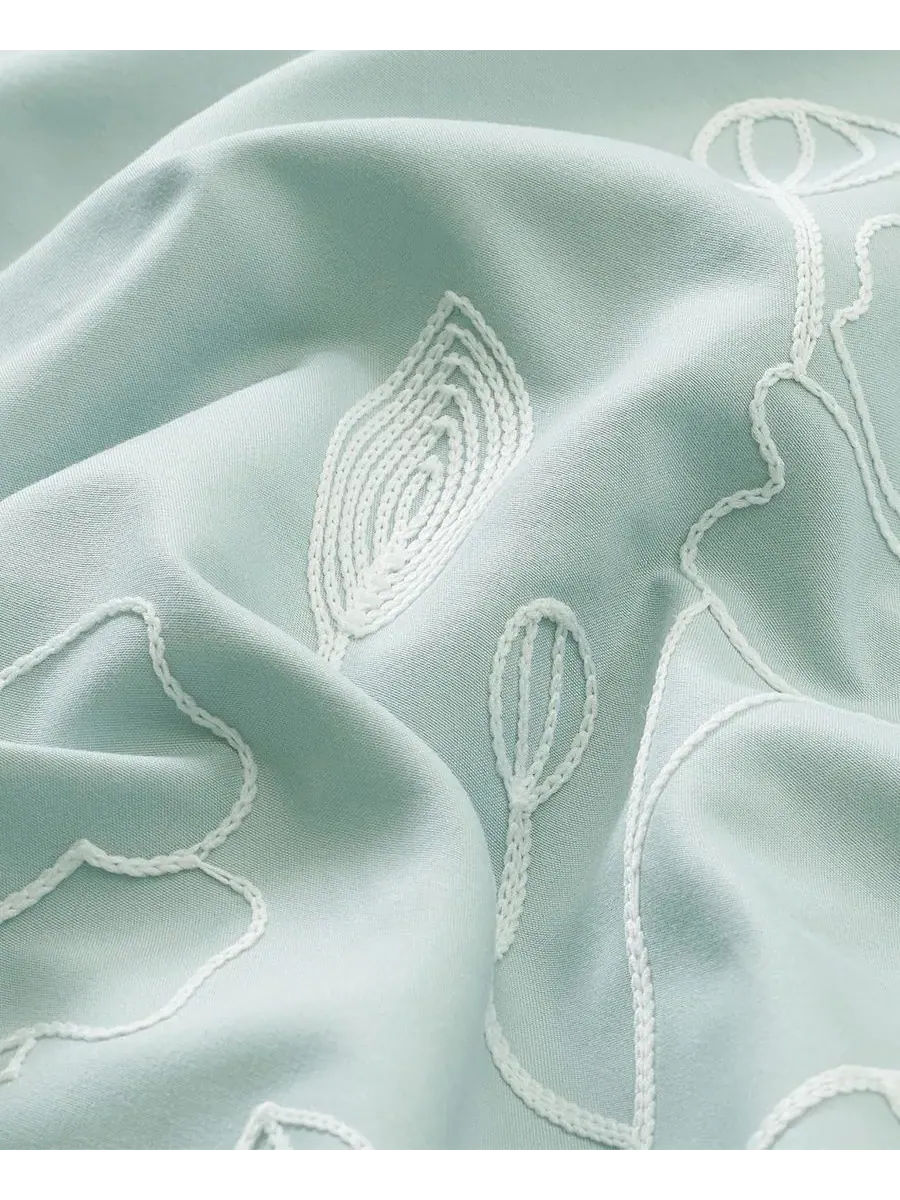 Комплект постельного белья Safina Floral из 7 предметов, размер Queen Stratford Park — изображение 7 из 10, зеленый