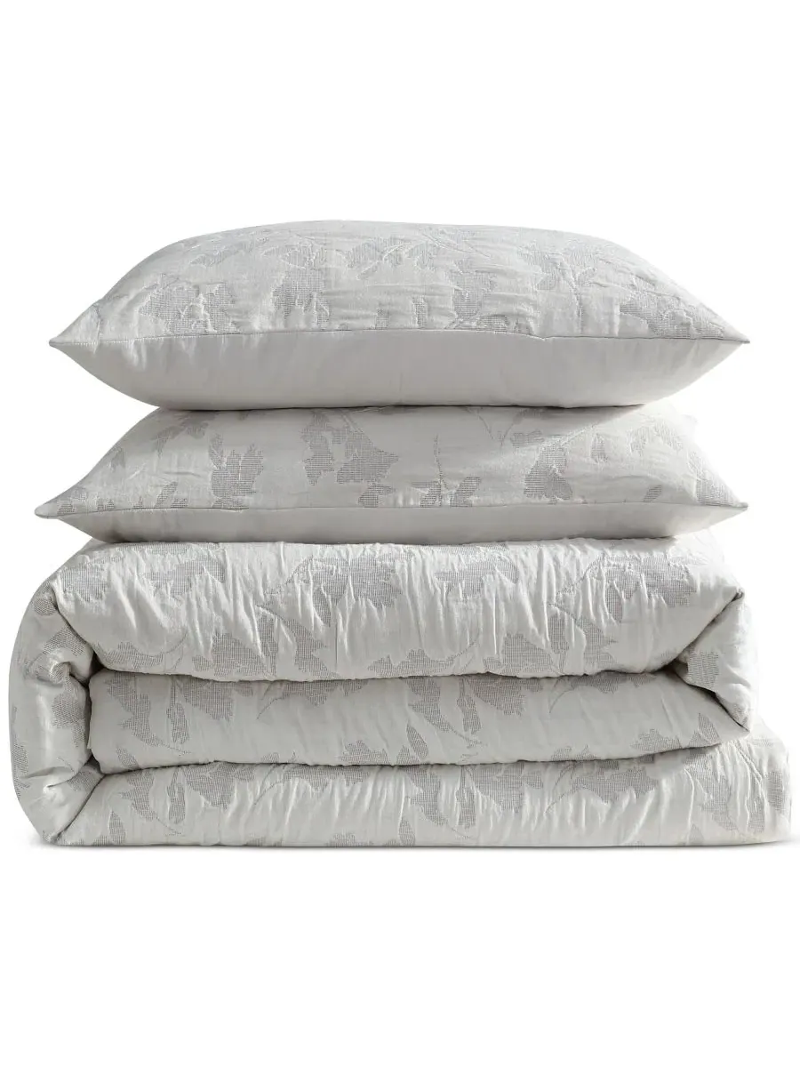 Комплект пододеяльников Cascade Cotton Yarn-Dyed Duvet Cover Set Calvin Klein — изображение 7 из 8, слоновая кость/серый