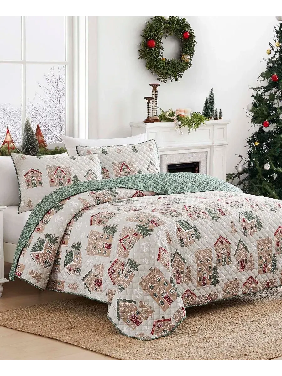Комплект стеганого одеяла Gingerbread Reversible 3-Pc. King Avanti