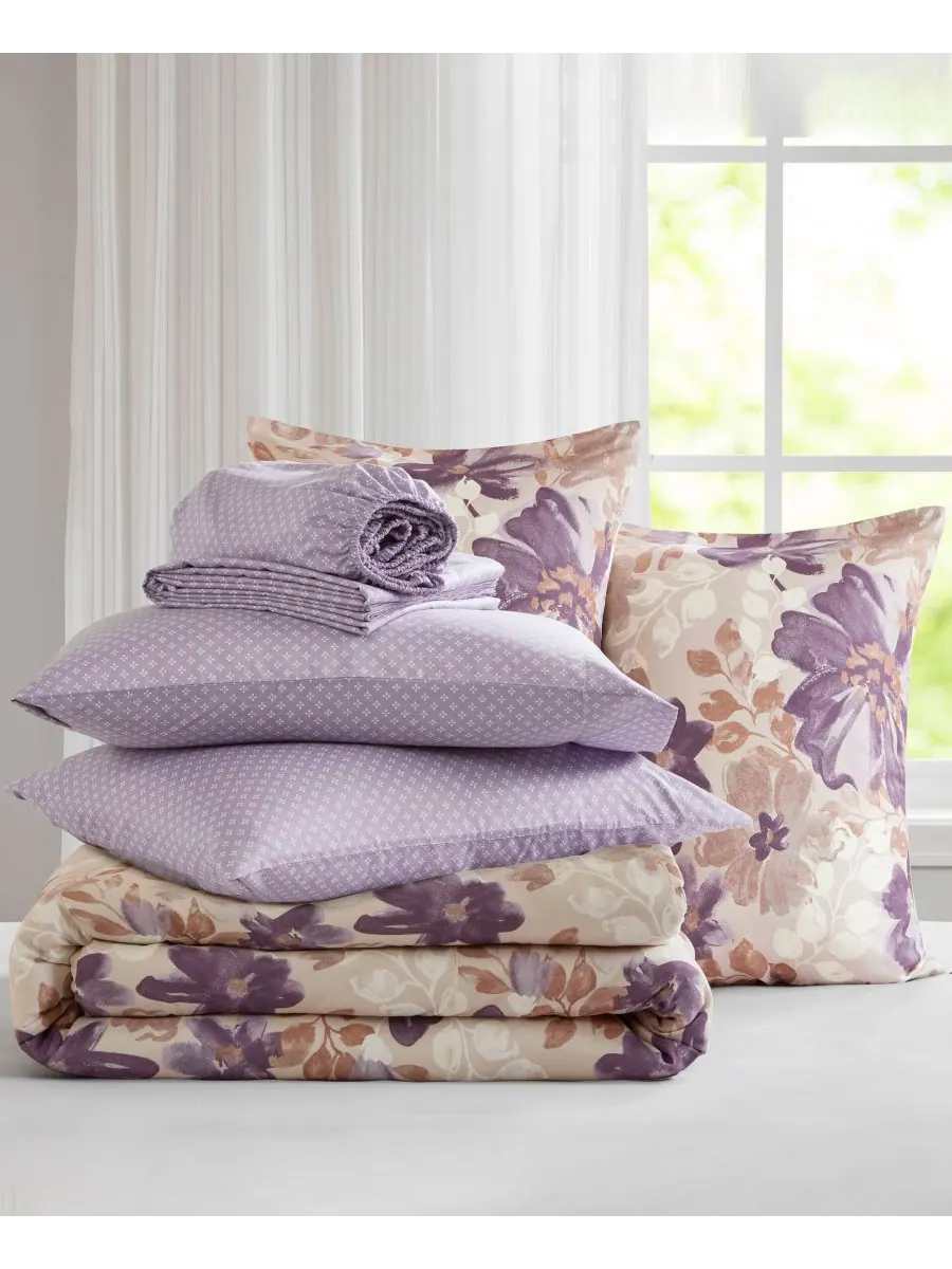 Комплект постельного белья Luna Floral, 5 предметов, размер Twin Madison Park Essentials — изображение 8 из 10, тауп
