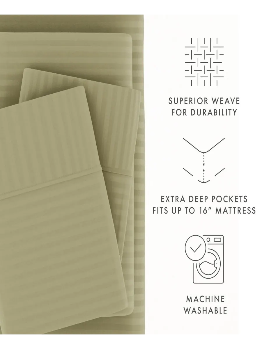 Комплект постельного белья Expressed In Embossed Striped из 4 предметов, размер Queen Ienjoy Home — изображение 5 из 10