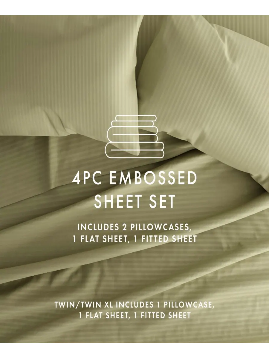 Комплект постельного белья Expressed In Embossed Striped из 4 предметов, размер Queen Ienjoy Home — изображение 8 из 10