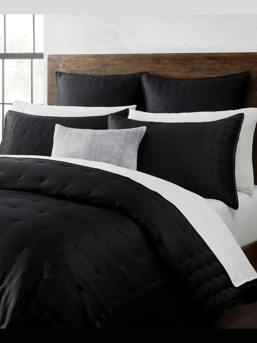 Шелковая наволочка с фактурой под молоток, европейский стиль Donna Karan Home, Black, European Sham — изображение 4 из 4