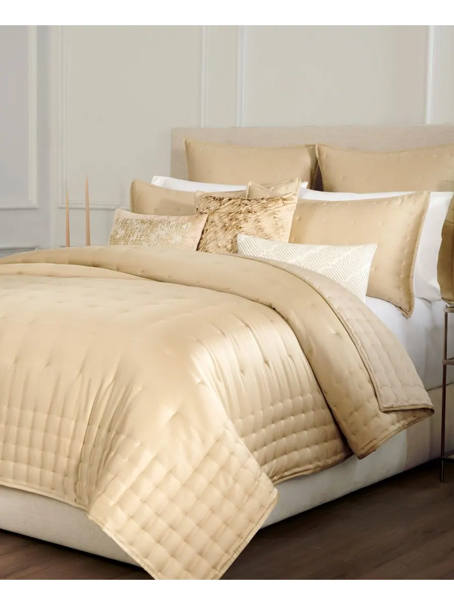 Шелковая наволочка с фактурой под молоток, европейский стиль Donna Karan Home, Gold, European Sham — изображение 4 из 4