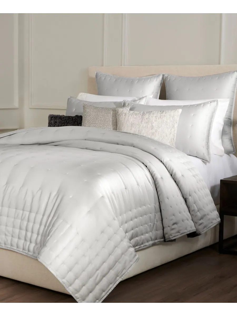 Шелковая наволочка с фактурой под молоток, европейский стиль Donna Karan Home — изображение 4 из 4, серебристый