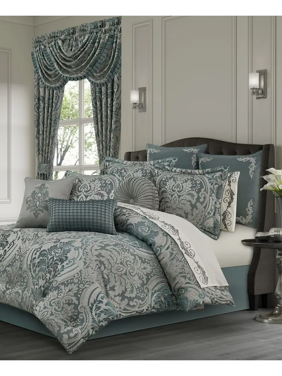 Комплект постельного белья Renata Floral из 4 предметов, размер King J Queen New York — изображение 1 из 6, бирюзовый