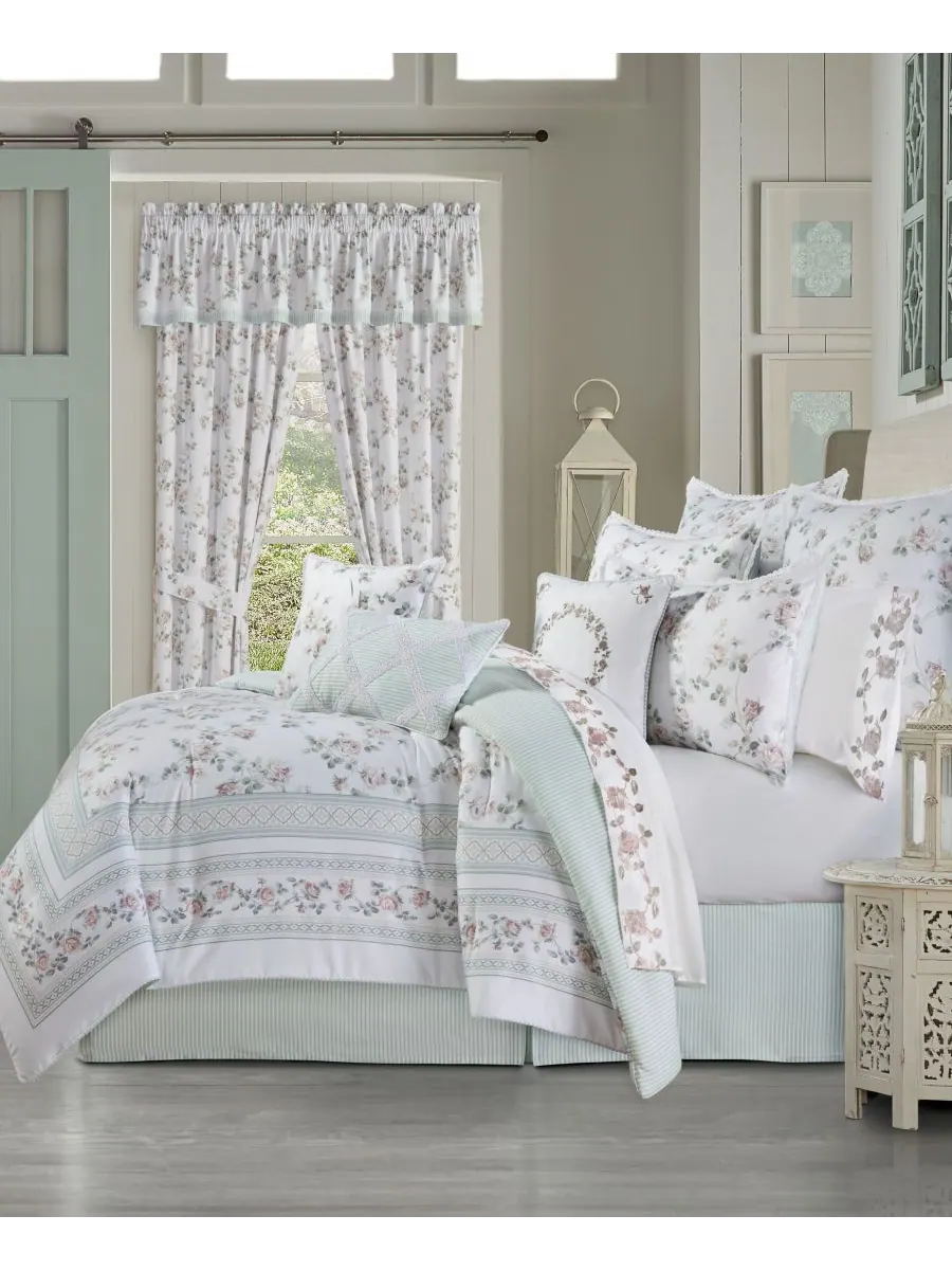 Комплект постельного белья Rialto Classic Floral, 4 предмета, размер Queen Royal Court, шалфейный — изображение 1 из 4