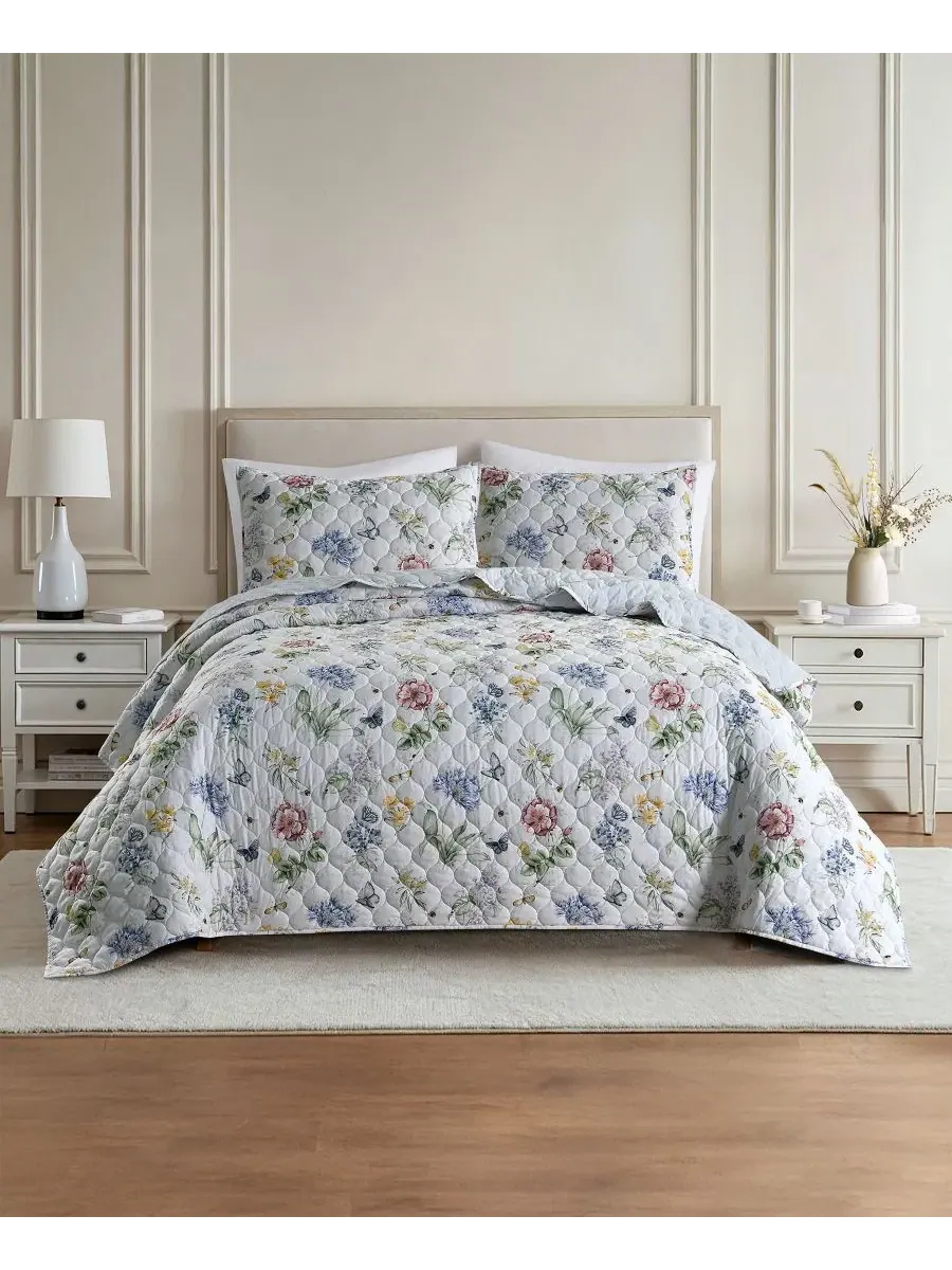 Комплект стеганого покрывала Butterfly Meadow на кровать размера King Lenox — мульти