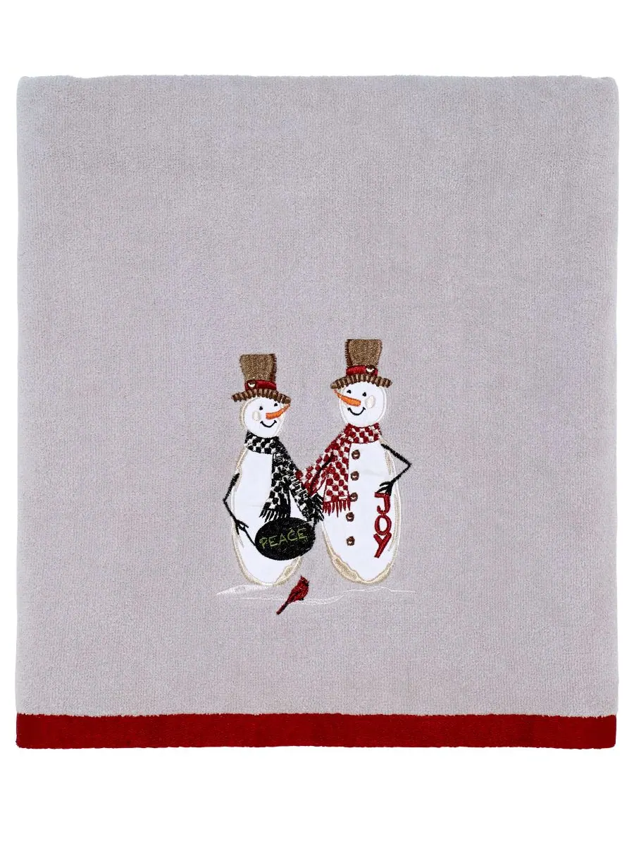 Банное полотенце Country Friends Holiday из хлопка, 27 x 50 дюймов Avanti — изображение 1 из 3, серый