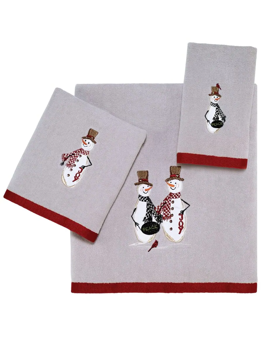 Банное полотенце Country Friends Holiday из хлопка, 27 x 50 дюймов Avanti — изображение 2 из 3, серый