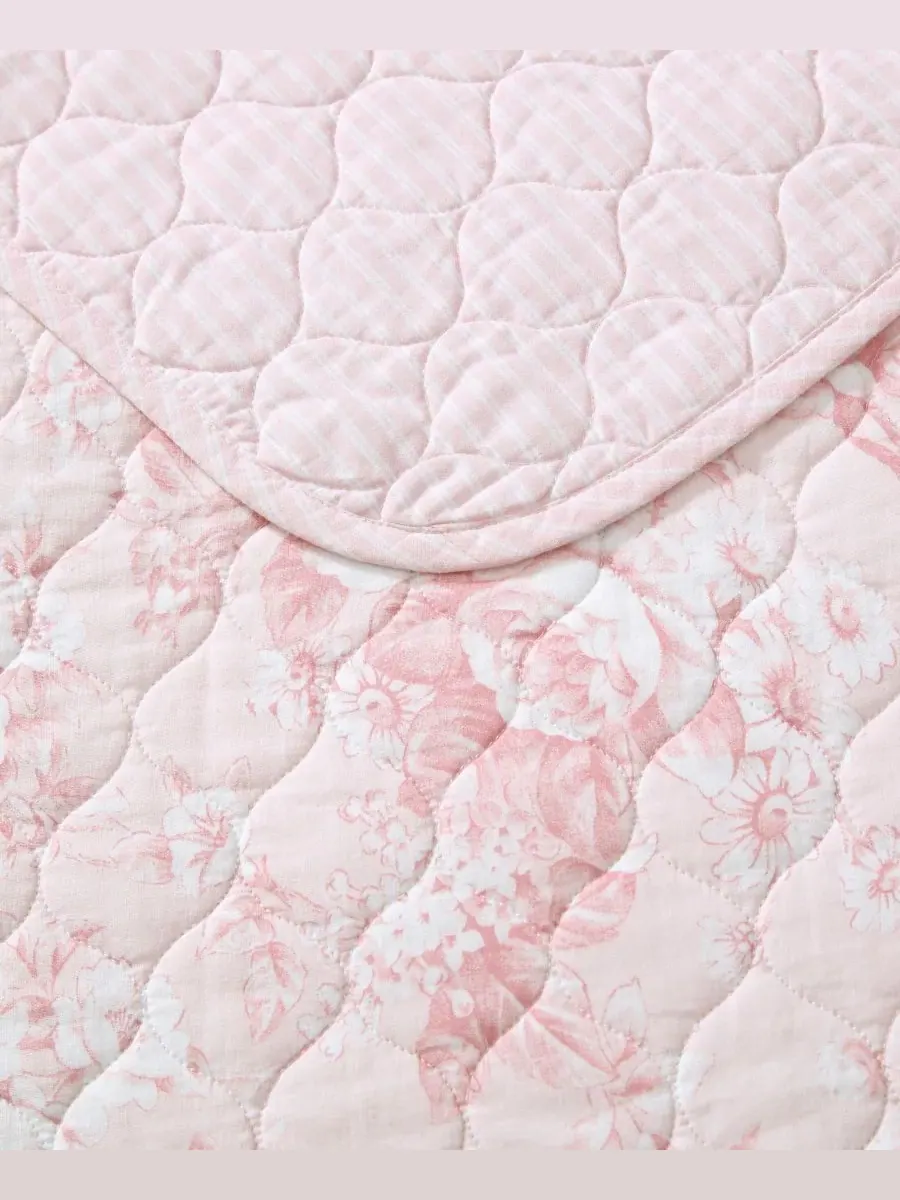Двусторонний стеганый комплект Toile Delightful, 2 предмета, размер Twin Laura Ashley — изображение 5 из 8, бледный розовый