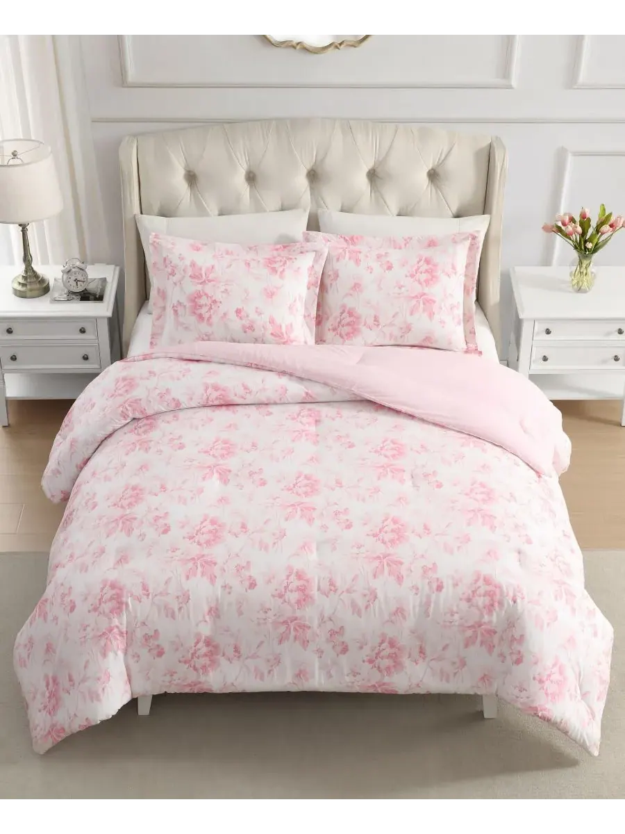 Комплект постельного белья Anja Textured Toile из 3 предметов, размер King Laura Ashley — изображение 2 из 6, розовый