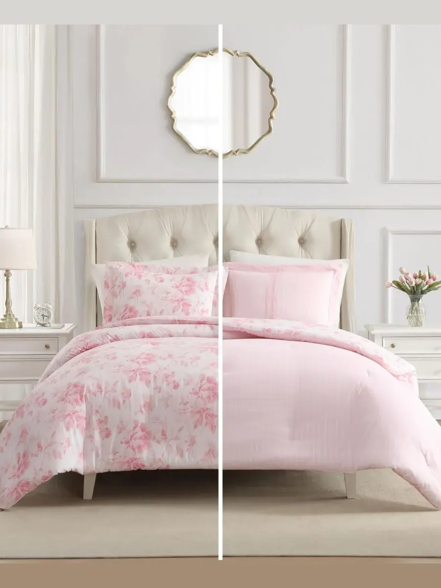 Комплект постельного белья Anja Textured Toile из 3 предметов, размер King Laura Ashley — изображение 3 из 6, розовый