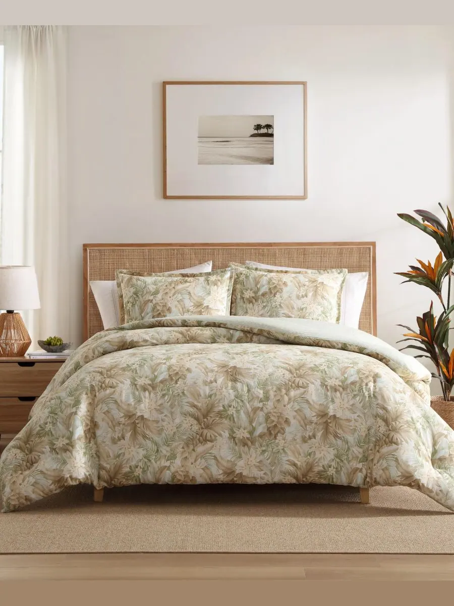 Комплект постельного белья Tommy Bahama Palm Paradise из 3 предметов, размер Full/Queen Tommy — изображение 1 из 7, зеленый