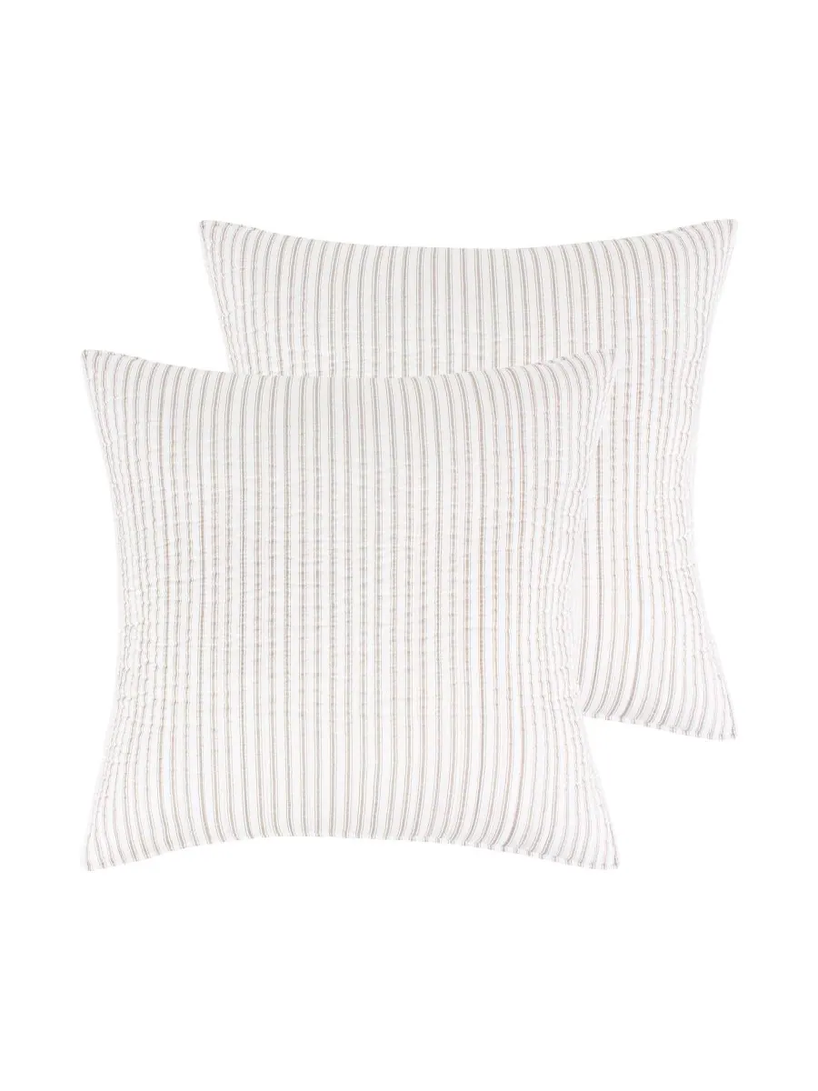 Комплект из двух наволочек Tobago Stripe, европейский стиль Levtex, Taupe, European Sham Set