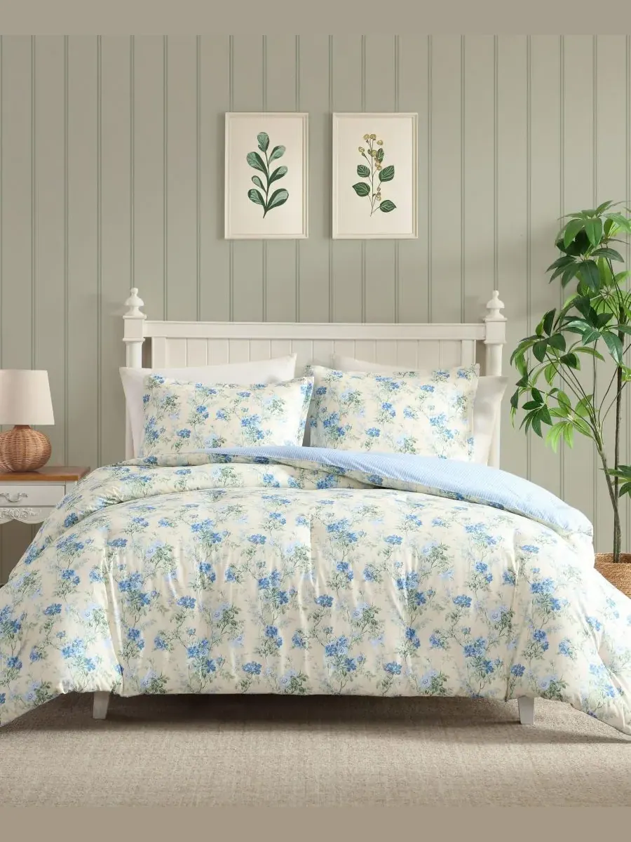 Комплект постельного белья Blossom Dance из 3 предметов, размер King Laura Ashley — изображение 1 из 7, желтый синий