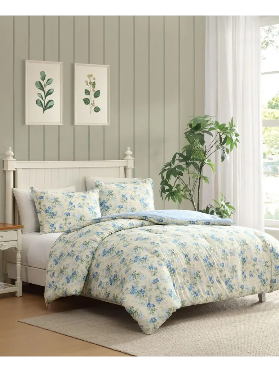 Комплект постельного белья Blossom Dance из 3 предметов, размер King Laura Ashley — изображение 2 из 7, желтый синий