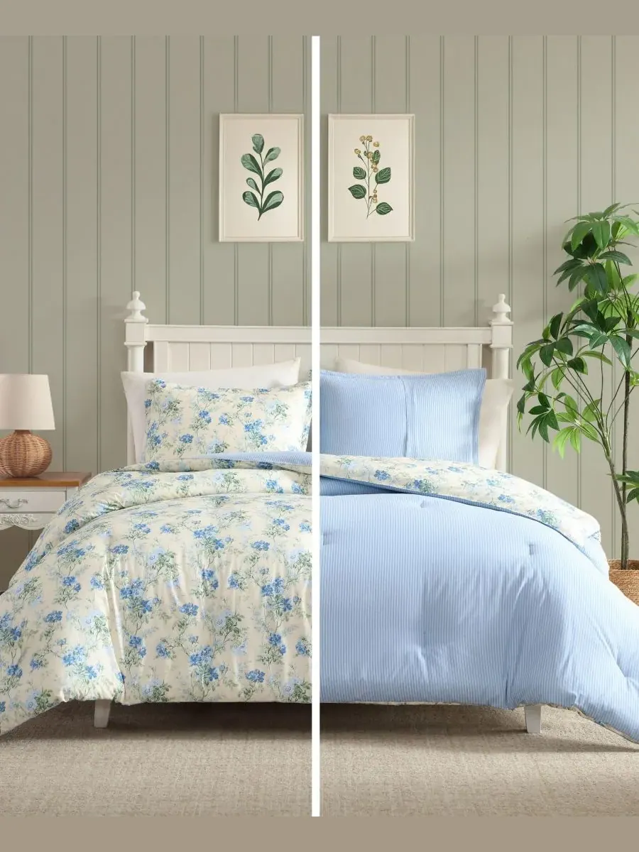 Комплект постельного белья Blossom Dance из 3 предметов, размер King Laura Ashley — изображение 4 из 7, желтый синий
