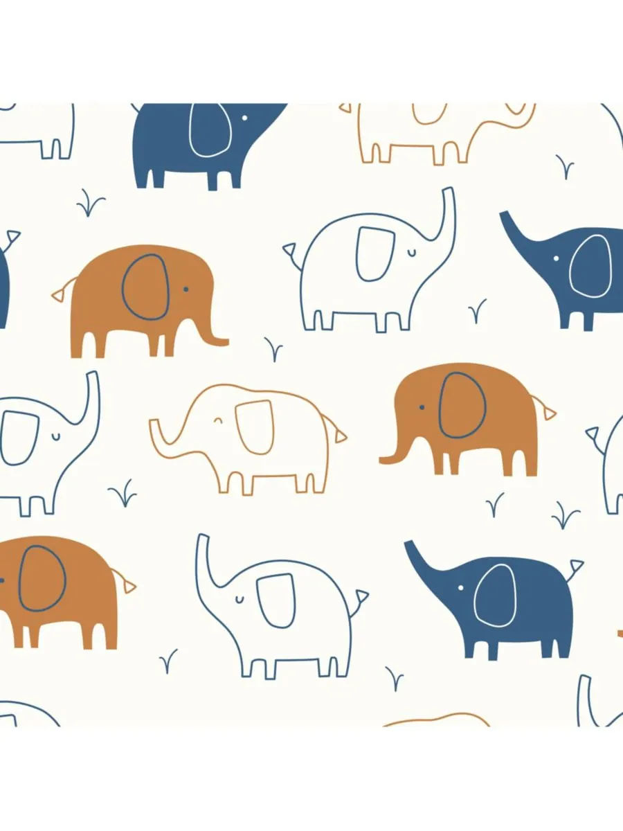 Детская простынь на резинке для кроватки Playful Elephant, 100% хлопок, бело-голубая Lambs & Ivy — изображение 3 из 5, белый