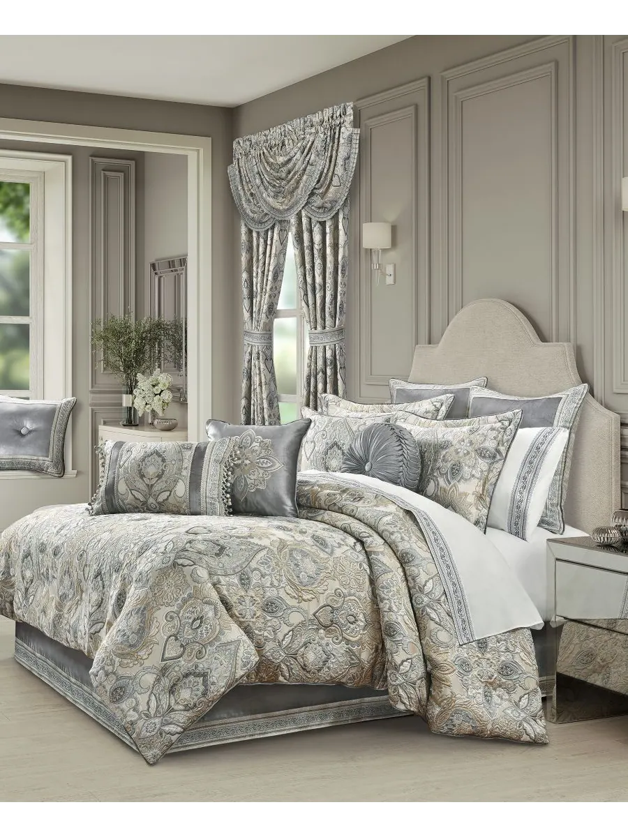 Комплект постельного белья Annabelle Damask из 4 предметов, размер King J Queen New York — изображение 1 из 4, голубой