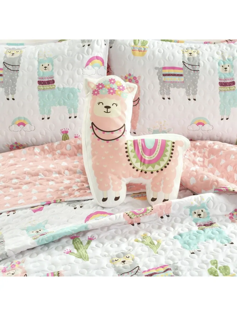Детский комплект постельного белья Southwest Llama Cactus из 4 предметов, размер Full/Queen Lush — изображение 6 из 9