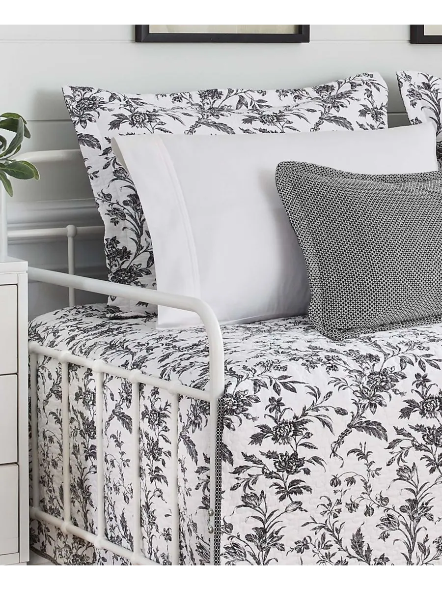 Комплект постельного белья Amberley Cotton из 4 предметов, для дивана-кровати Laura Ashley — изображение 4 из 5, черный/белый