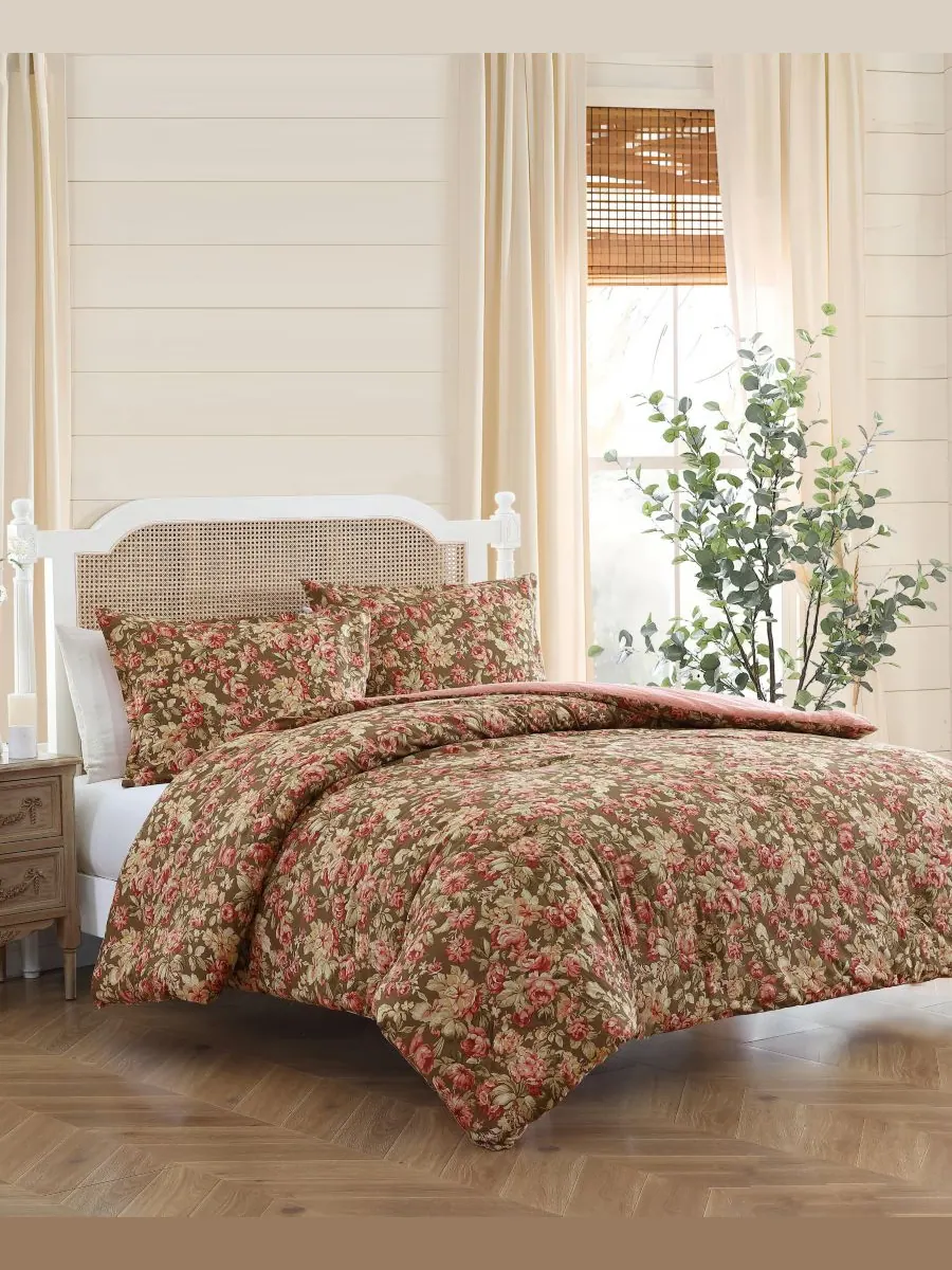 Двусторонний комплект постельного белья Bloomsbury из 2 предметов, размер Twin Laura Ashley — изображение 2 из 9, коричневый