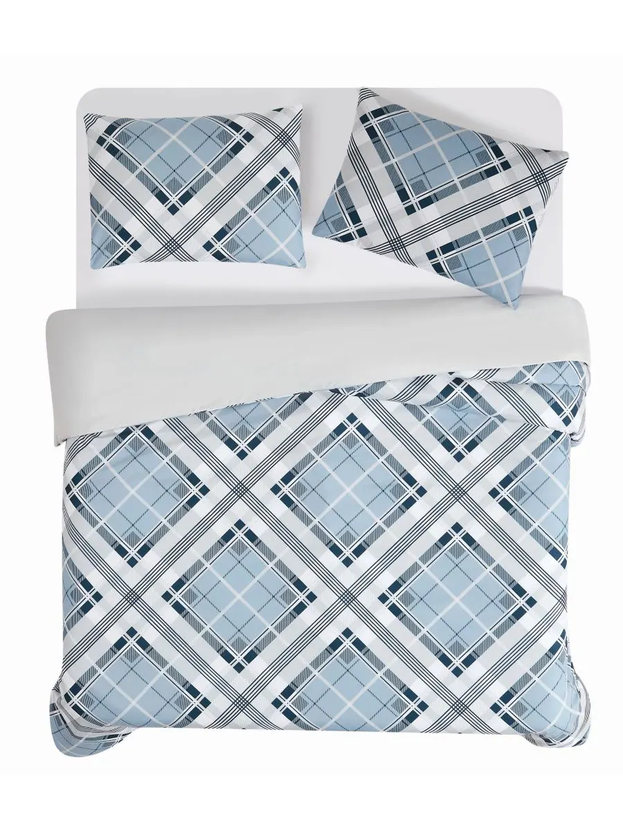 Комплект постельного белья Lars Plaid из 2 предметов, размер Twin/Twin XL Truly Soft — изображение 4 из 6, синий