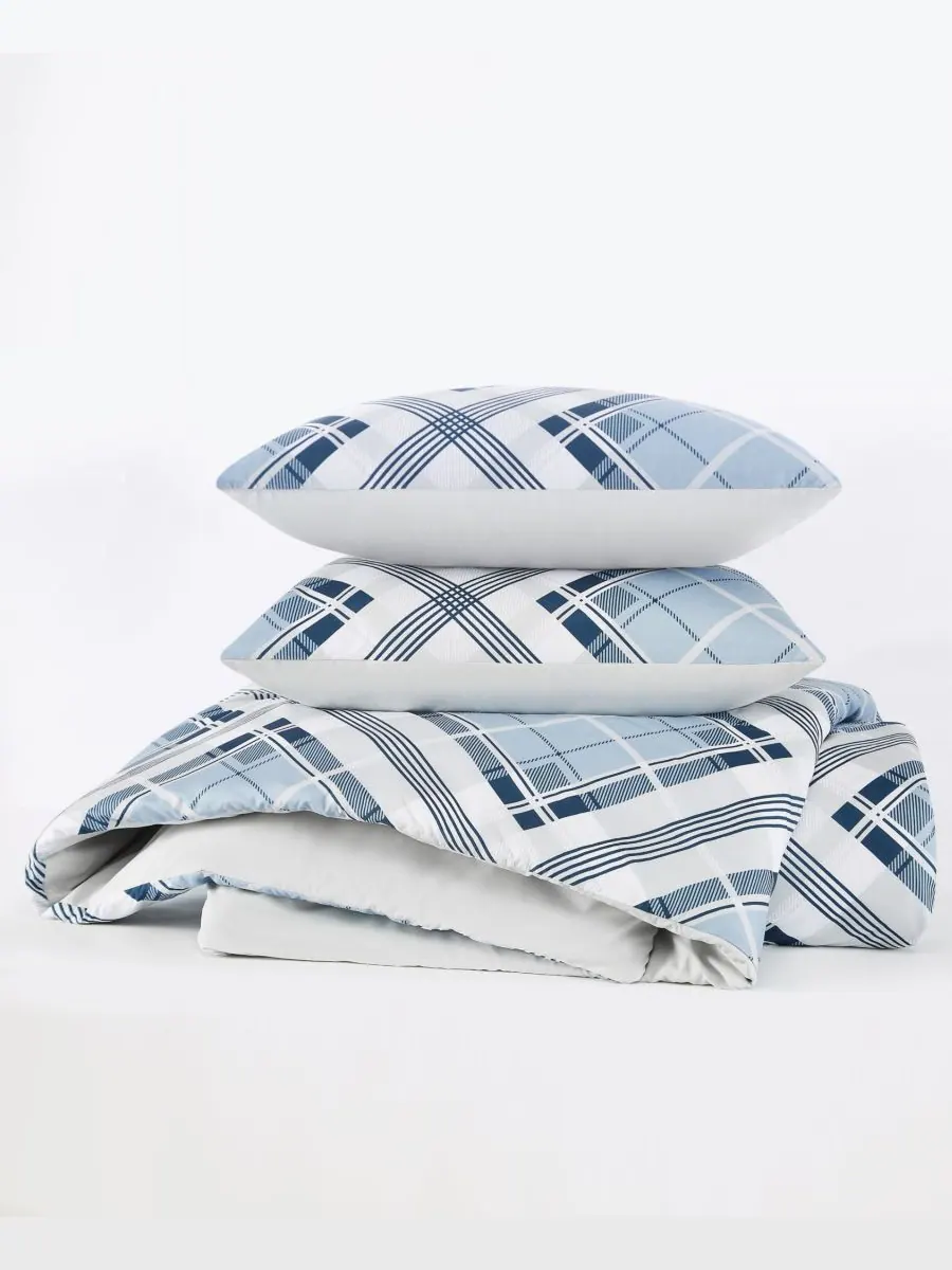 Комплект постельного белья Lars Plaid из 2 предметов, размер Twin/Twin XL Truly Soft — изображение 5 из 6, синий