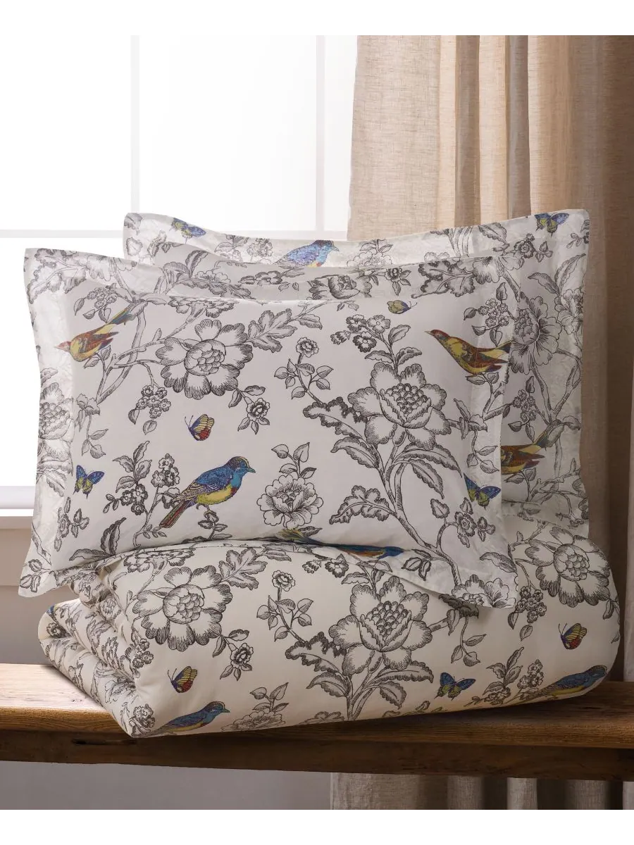 Комплект постельного белья Home Mockingbird, 3 предмета, двусторонний, размер King Levtex — изображение 4 из 5, серый
