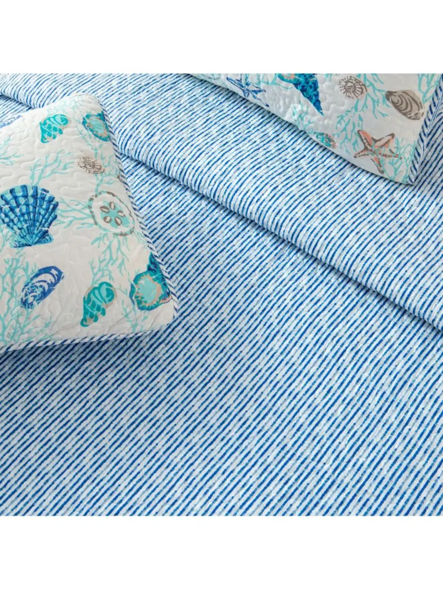 Комплект постельного белья из микрофибры Coastal с наволочками Linery & Co, Blue coral, Twin/Twin XL — изображение 3 из 6