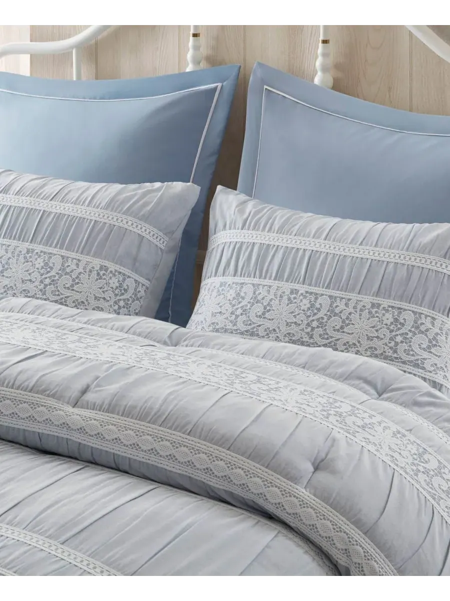 Комплект постельного белья Perryn Jacquard из 7 предметов, размер Queen Madison Park — изображение 6 из 10, синий