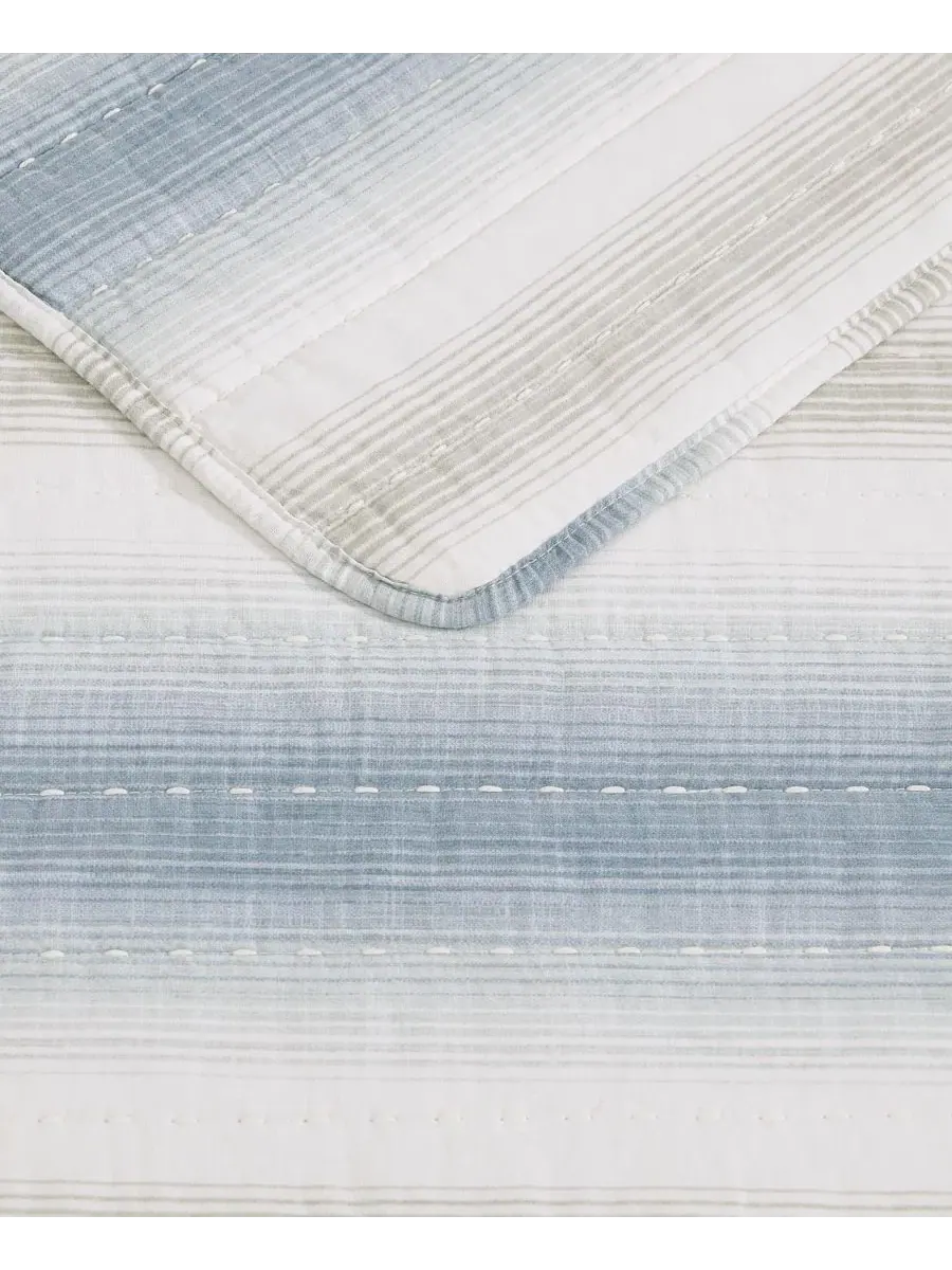 Комплект стеганых одеял Prima Island Stripe Cotton Reversible 3-Pc. King Tommy Bahama Home — изображение 4 из 7, синий