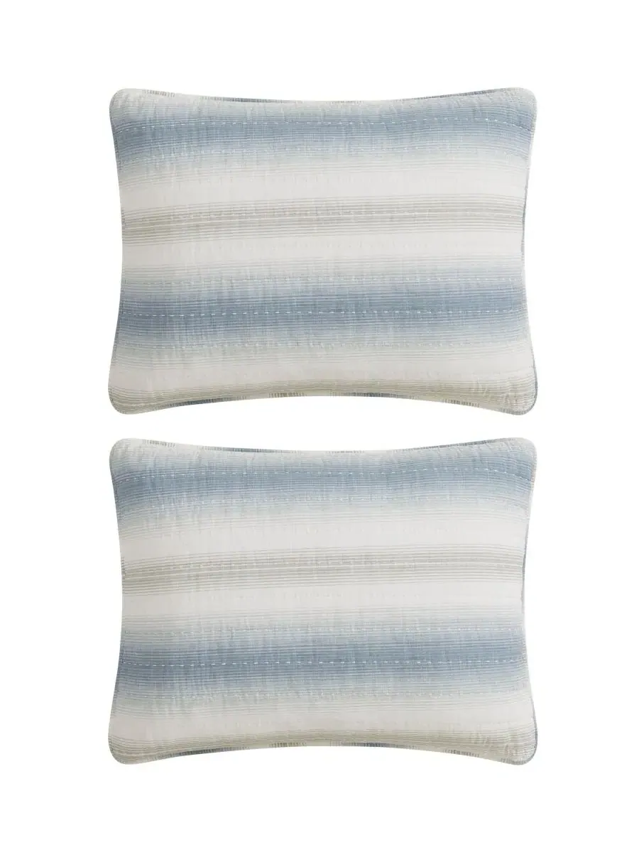 Комплект стеганых одеял Prima Island Stripe Cotton Reversible 3-Pc. King Tommy Bahama Home — изображение 7 из 7, синий