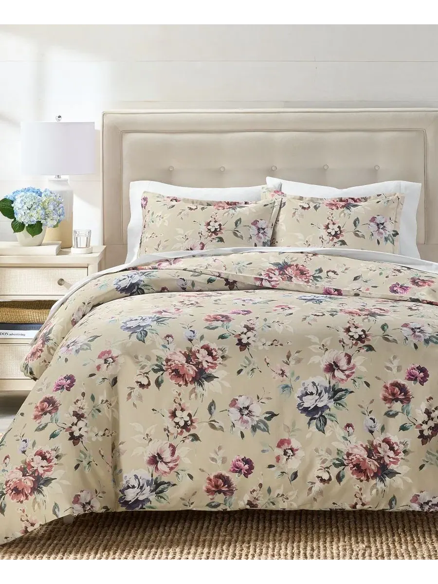 Комплект постельного белья Ophelia Floral, 3 предмета, King Charter Club — изображение 3 из 8, бежевый