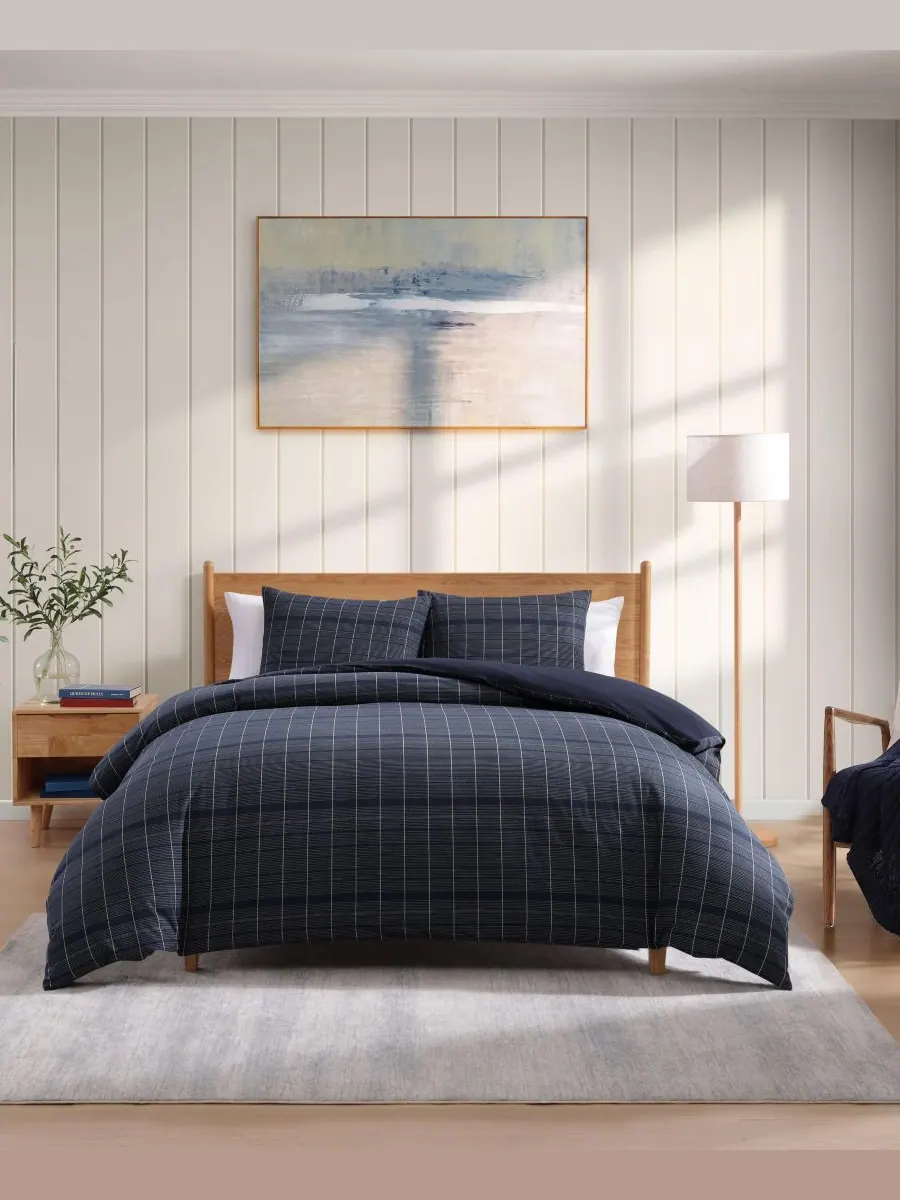 Tommy Hilfiger комплект постельного белья окрашенный пряжей Cold Spring из смеси хлопка из 3 — изображение 1 из 7, синий
