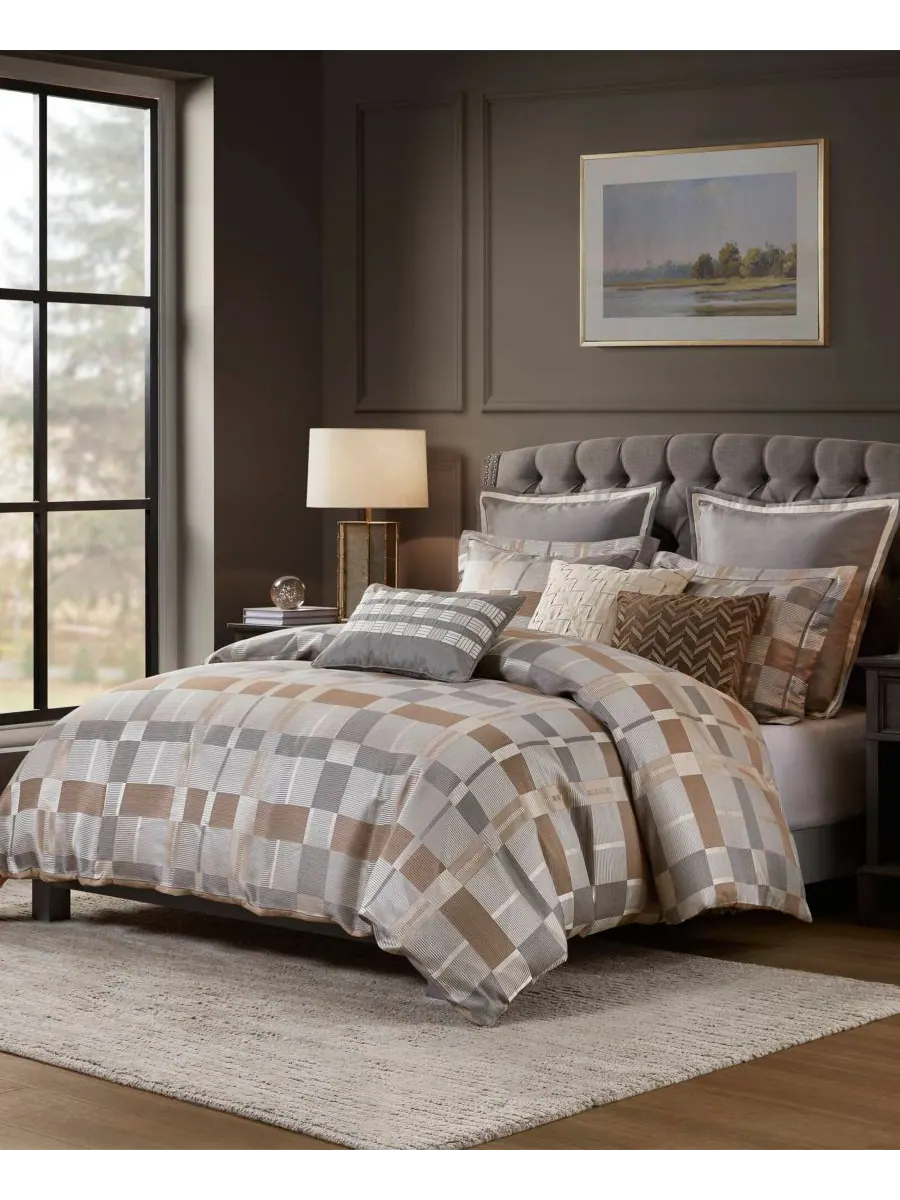 Комплект постельного белья Prescott Jacquard из 8 предметов, размер Queen Madison Park Signature — изображение 2 из 10, тауп