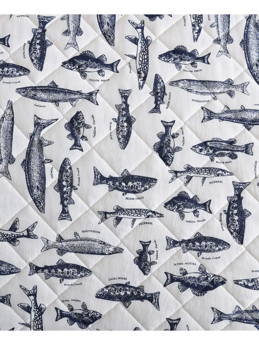 Комплект постельного белья Wes Fish из хлопка, двусторонний, 3 предмета, размер Full/Queen Eddie — изображение 6 из 8, синий