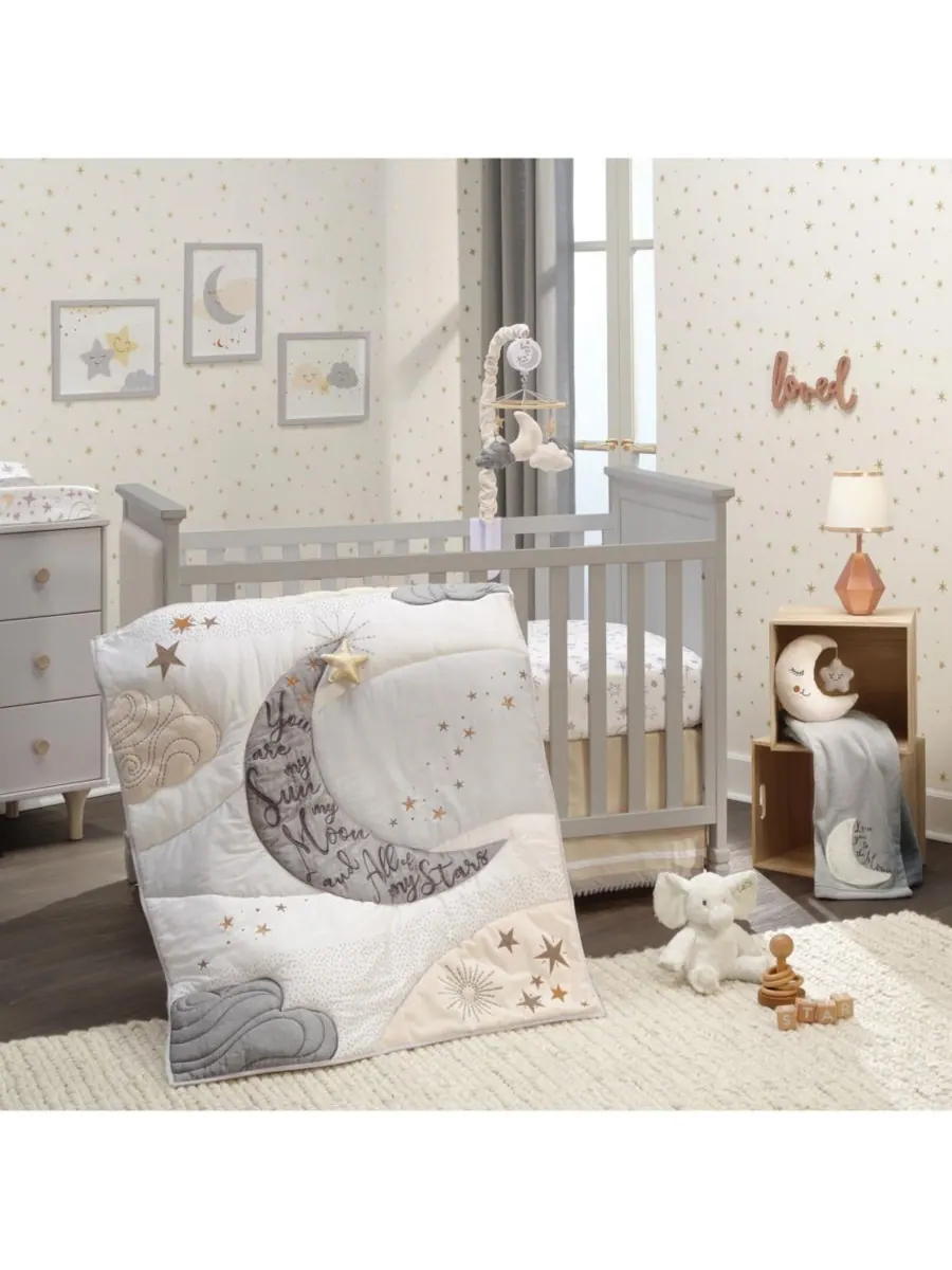 Комплект постельного белья для детской кроватки Baby Goodnight Moon из 3 предметов, посвященный — изображение 1 из 8, белый