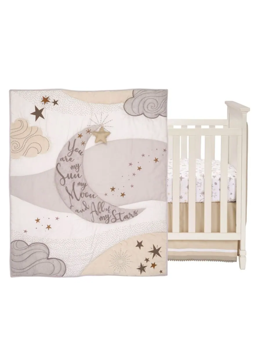 Комплект постельного белья для детской кроватки Baby Goodnight Moon из 3 предметов, посвященный — изображение 3 из 8, белый
