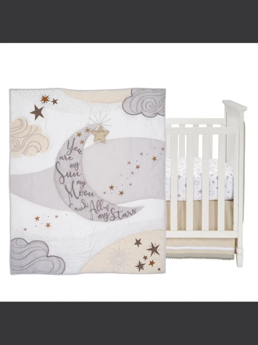Комплект постельного белья для детской кроватки Baby Goodnight Moon из 3 предметов, посвященный — изображение 4 из 8, белый