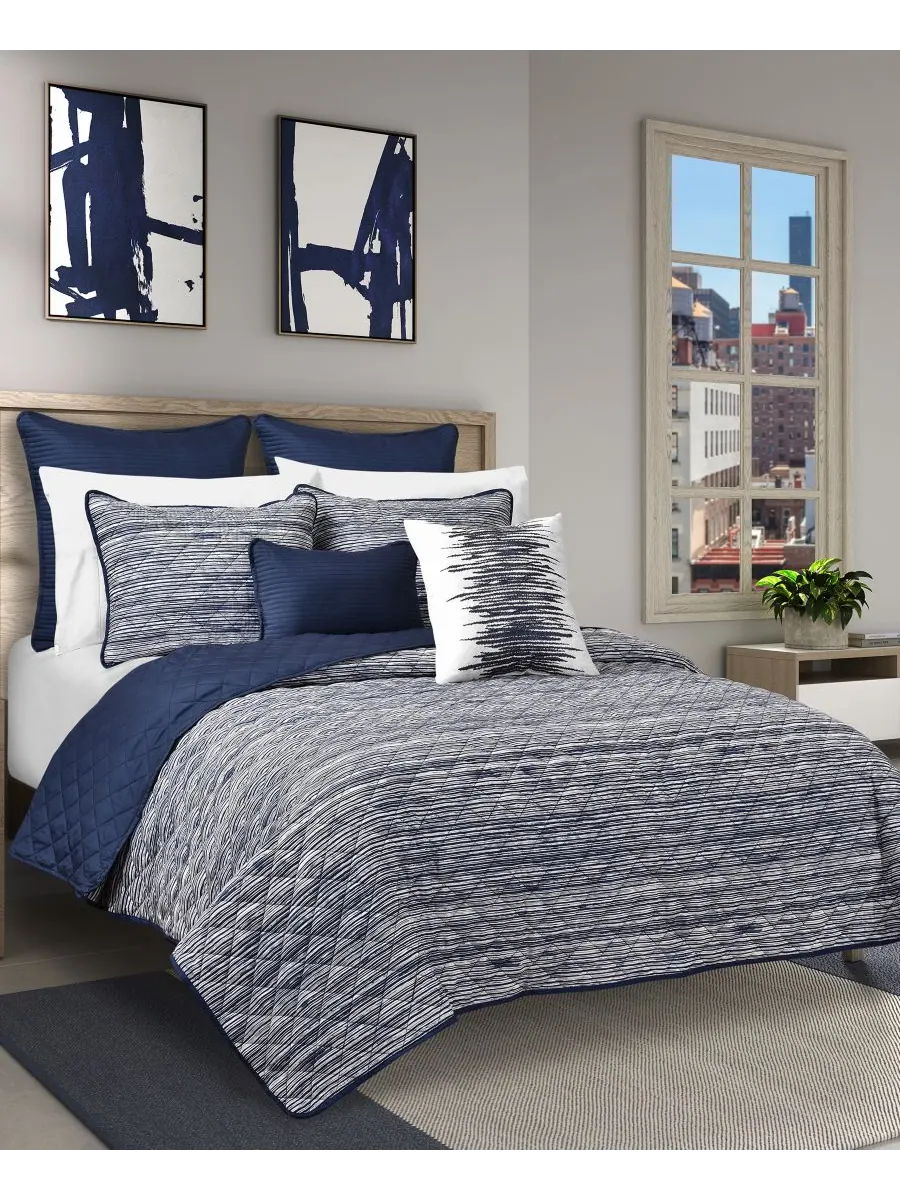 Комплект постельного белья Dalton Sleek Stripe из 3 предметов, размер King/California King Royal — изображение 1 из 3
