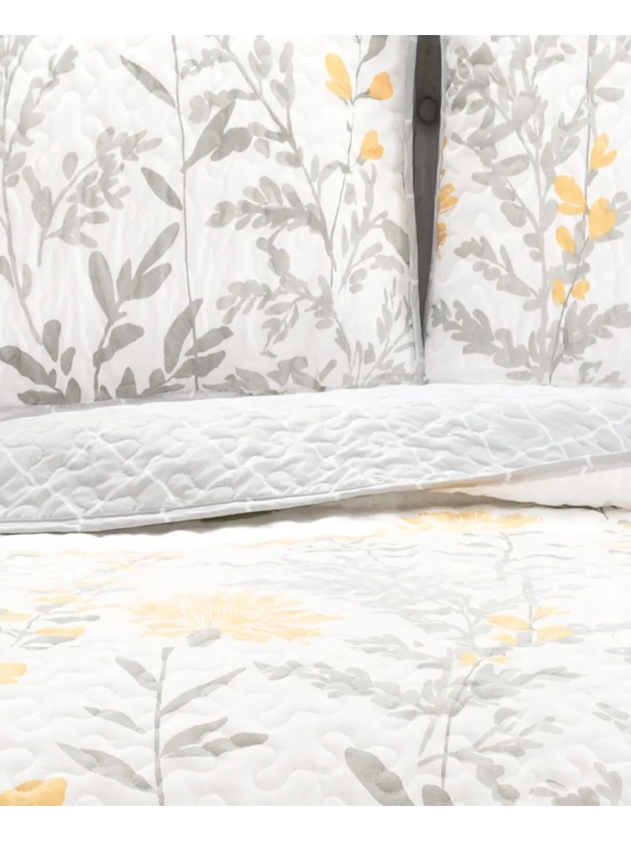 Комплект постельного белья Aprile Floral, 3 предмета, двусторонний, размер Full/Queen Lush Décor — изображение 3 из 5, желтый