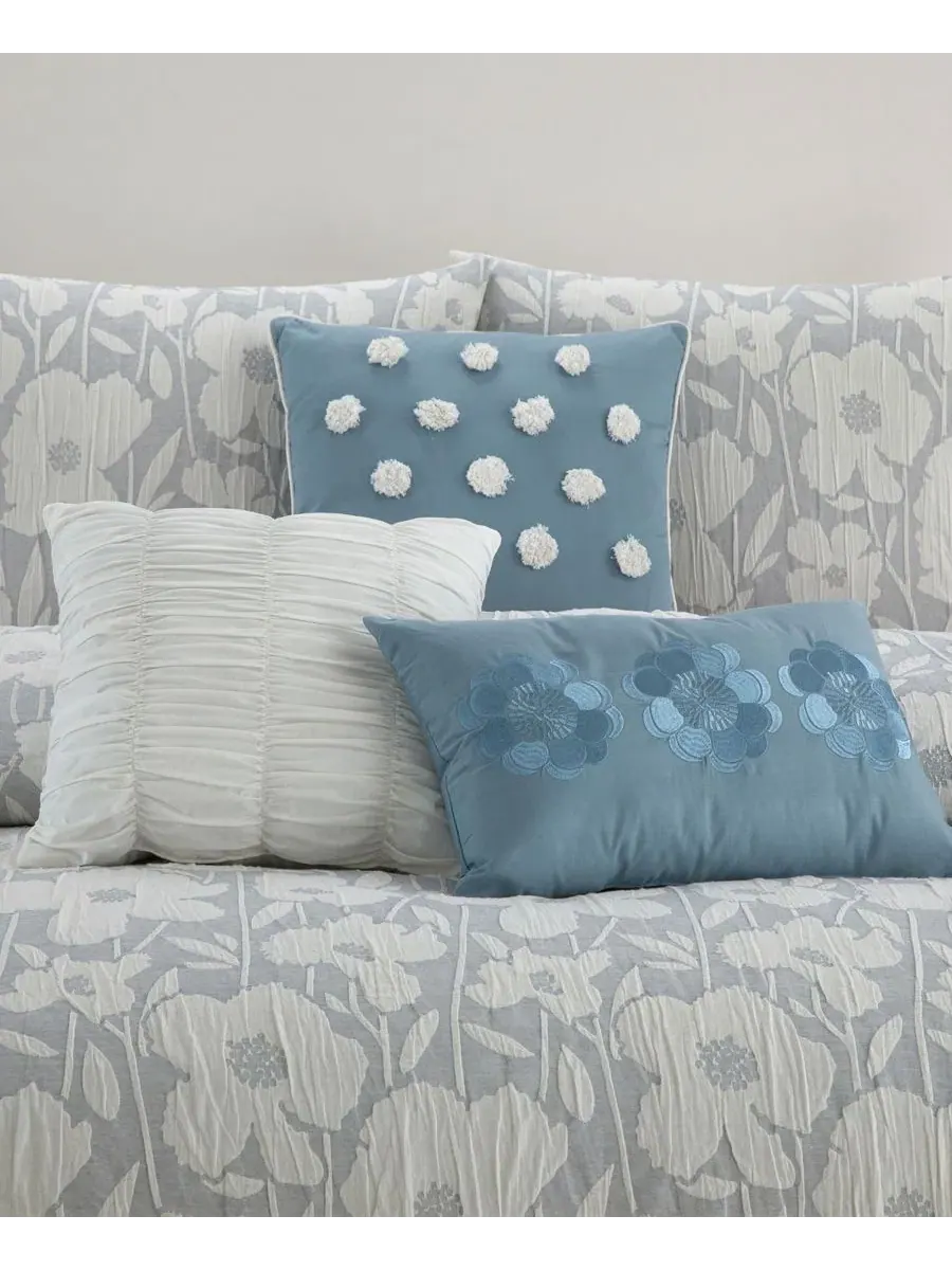 Комплект стеганого одеяла Belavia Floral, Queen Stratford Park — изображение 2 из 6, светлый синий