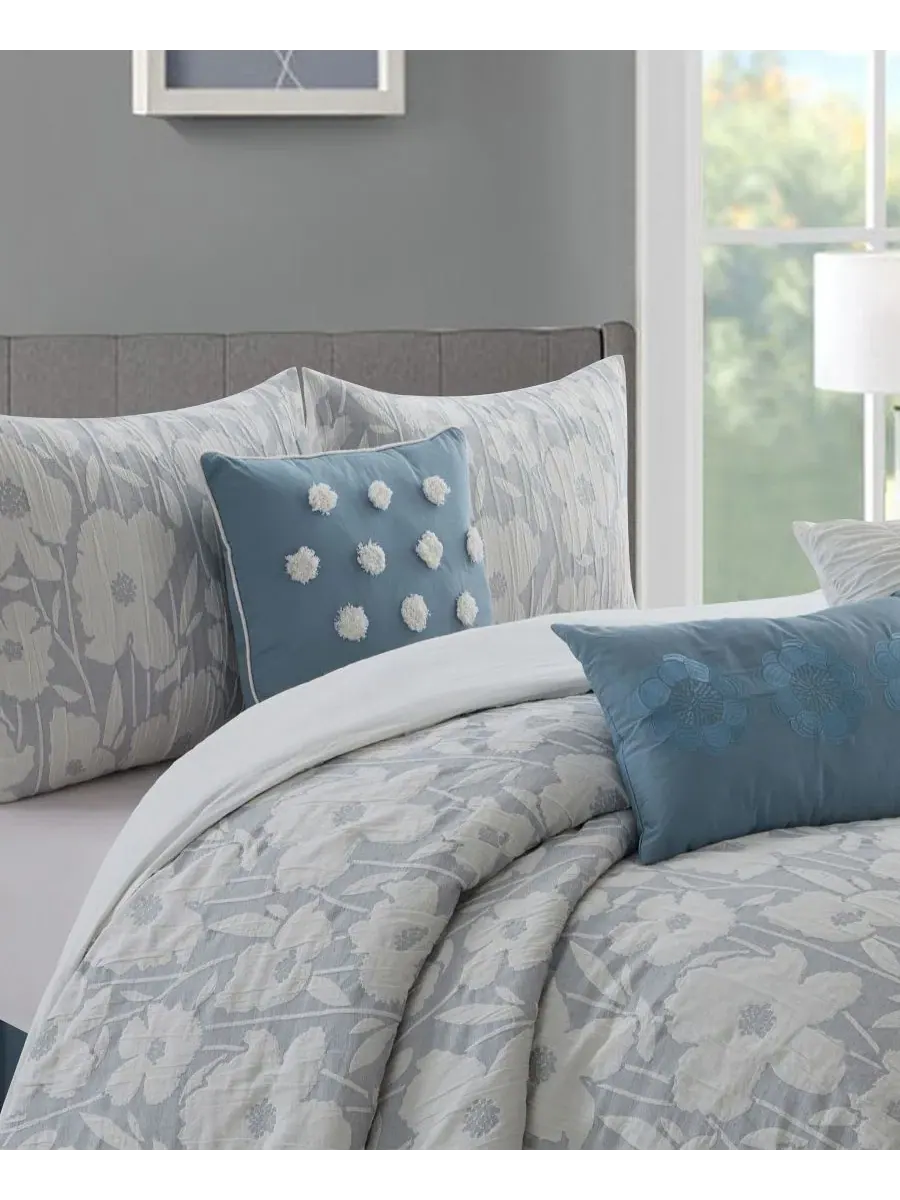 Комплект стеганого одеяла Belavia Floral, Queen Stratford Park — изображение 4 из 6, светлый синий