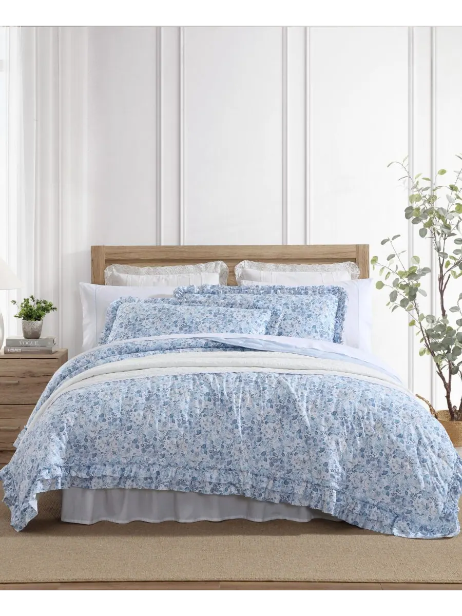 Комплект постельного белья Quartet Dot из 3 предметов, размер Full/Queen Laura Ashley — изображение 1 из 8, синий