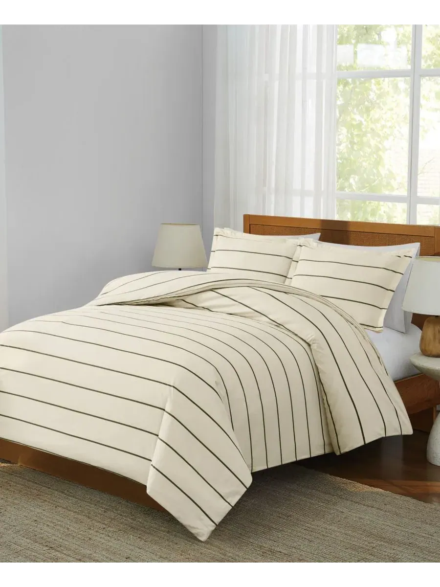 Комплект постельного белья Hayward Stripe 3-Piece с пододеяльником и наволочками, King Brooklyn Loom