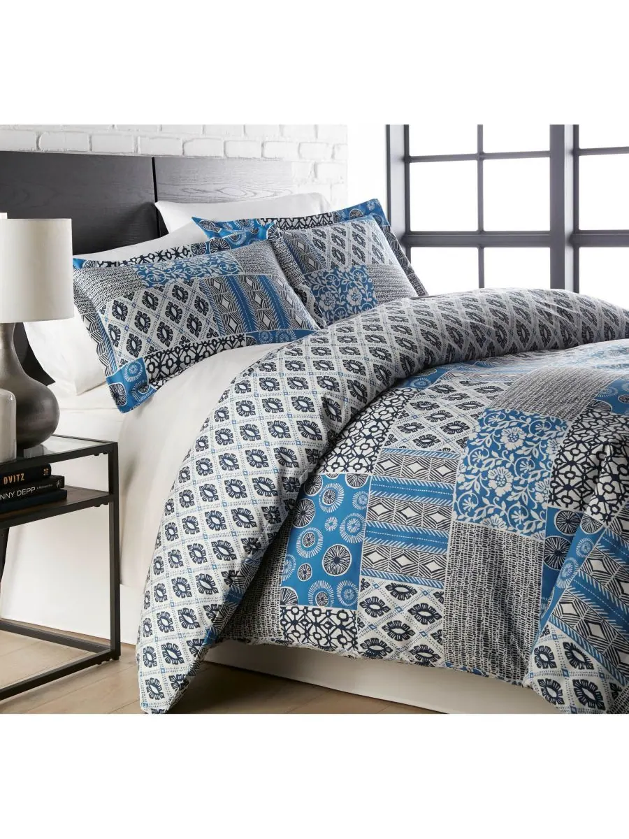 Комплект постельного белья Vilano Global Patchwork Ultra Soft из 3 предметов, размер Twin/Twin XL — изображение 1 из 1, синий