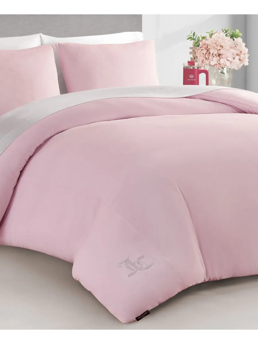 Комплект постельного белья из велюра, 2 предмета, размер Twin/Twin XL Juicy Couture — изображение 3 из 5, розовый